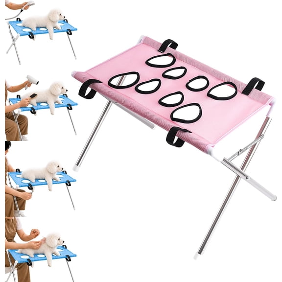 2-in-1 Foldable Pet Grooming Bed, Detachable Bathing Hammock with Breathable Mesh, for Small Dogs & Cats Nail Clipping, Ear Cleaning