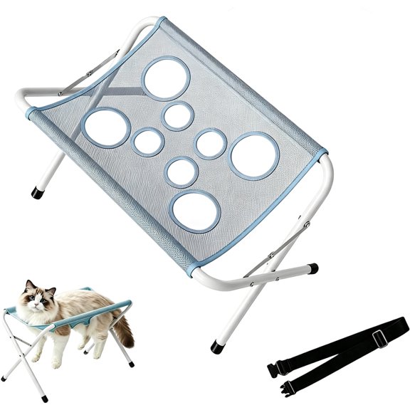 2-in-1 Foldable Pet Grooming Bed - Dog Grooming Table Alternative, Breathable Mesh Sling with Frame for Small Dogs & Cats, Nail Trimming Bathing