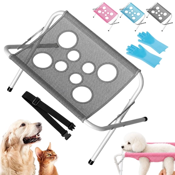 2-in-1 Foldable Pet Grooming Bed Grooming Table + Cosy Bed in One Portable, Easy to Clean & for Home & Travel, Foldable Pet Bathing Stand for Small Dogs and Cats(Gray)