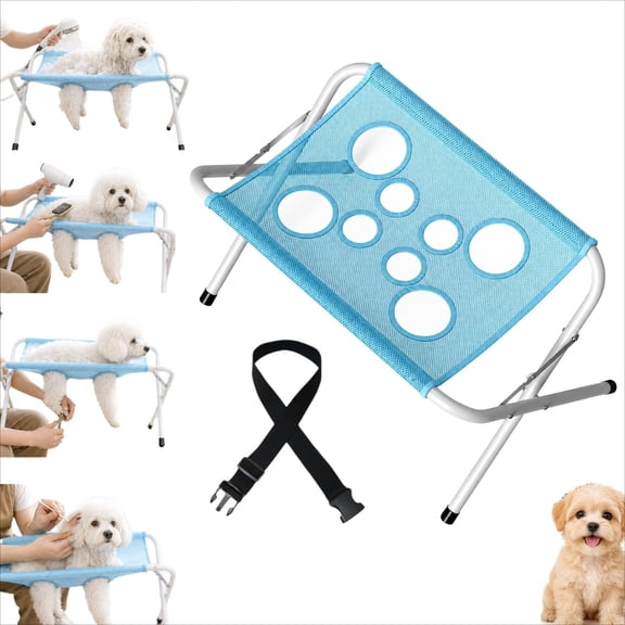 2-in-1 Foldable Pet Grooming Bed, Pet Bathing Hammock for Small Dogs and Cats, with Breathable Mesh Sling for Bathing, Nail Clipping, Ear Cleaning and Daily Care