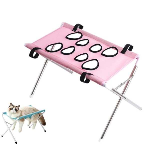 2-in-1 Foldable Pet Grooming Bed, Pet Bathing Hammock with Stand Quick Surface and Strap, Pet Nail Trimming, Washing, Haircuts, Maintenance, Travel Grooming