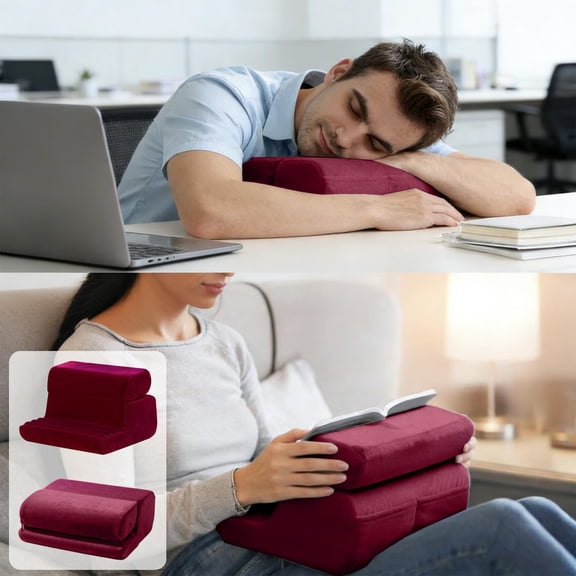 2-in-1 Foldable Reading Pillow with Multi-Angle Tablet and Phone Stand for Beds, Sofas, and Travel