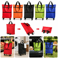 thumbnail image 1 of 2-in-1 Foldable Rolling Shopping Tote, Collapsible Grocery Cart with Wheels, 50L Large Capacity Reusable Shopping Bag with Adjustable Handle for Grocery, Laundry, Travel, Market, 1PC Red, 1 of 7
