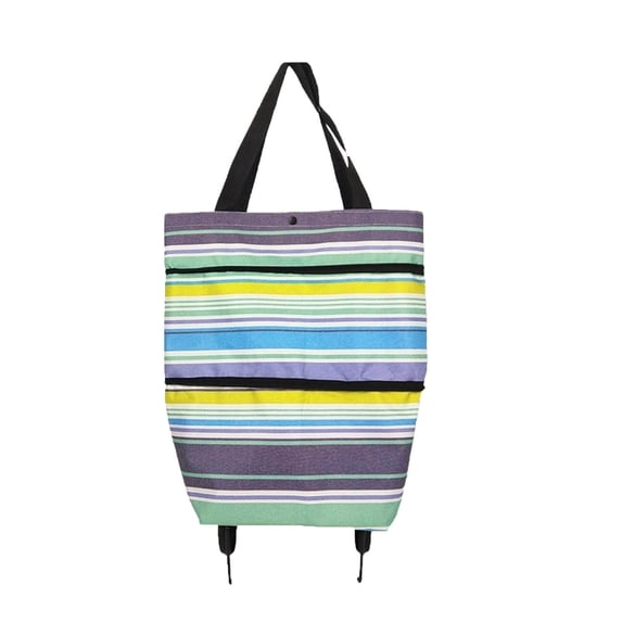 2-in-1 Foldable Shopping Bag with Wheels, 23 Liters Portable Shopping Cart,Waterproof Oxford Fabric, Foldable Grocery Bag for Shopping, Travel