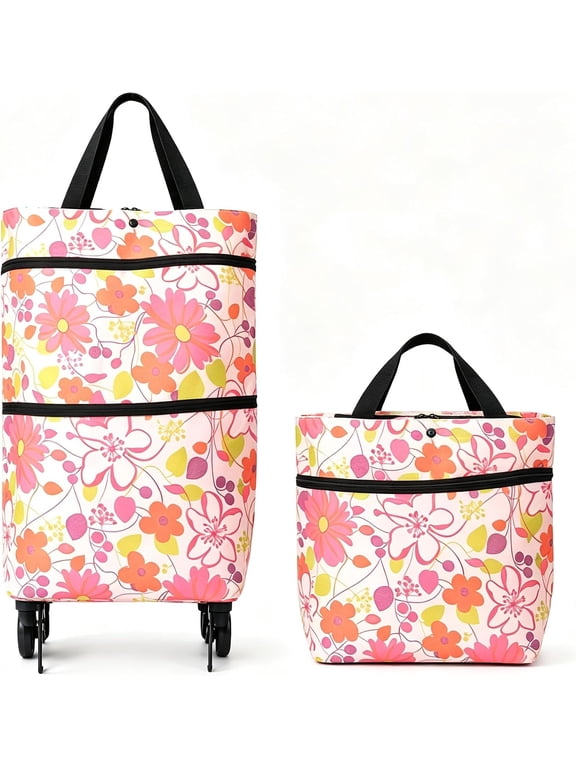 2-in-1 Foldable Shopping Bag with Wheels, Waterproof & Sturdy Grocery Bag