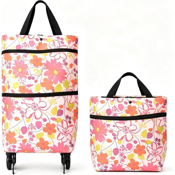 2-in-1 Foldable Shopping Bag with Wheels, Waterproof & Sturdy Grocery Bag
