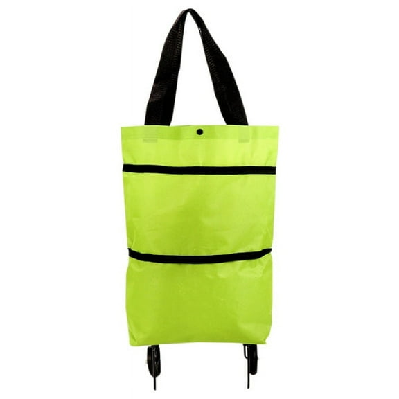 2 in 1 Foldable Shopping Cart Trolley Zipper Folding Grocery Bag with Wheels