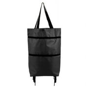 2 in 1 Foldable Shopping Cart Trolley Zipper Folding Grocery Bag with Wheels