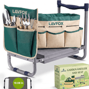 LAVFOX  2-in-1  Heavy Duty Garden Kneeler Stool, Foldable Bench Seat with Wider EVA Pad and Tool Bag