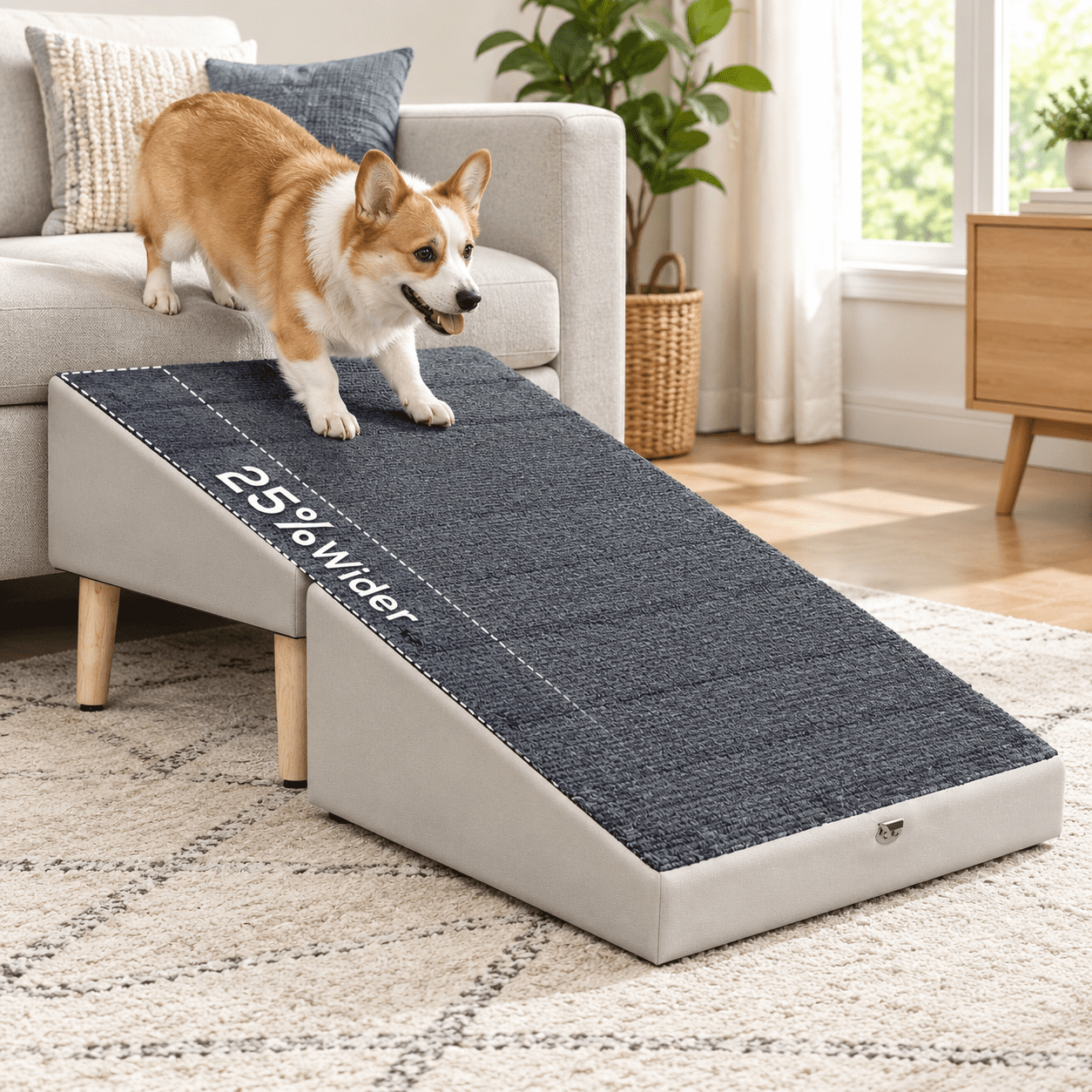 2 in 1 Folding Pet Ramp Ottoman for Small Dogs, Grey, 18.19 x 17.01 x ...