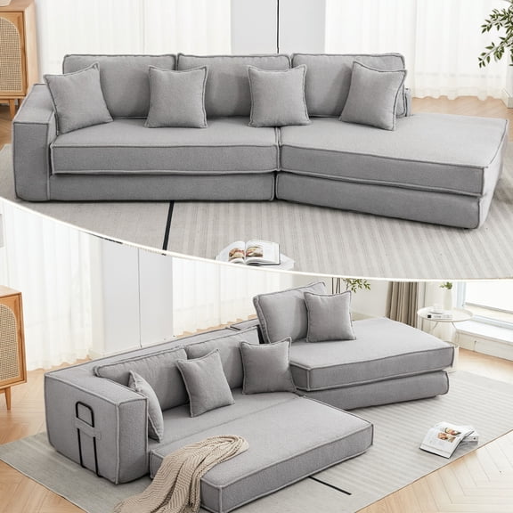 2-in-1 Folding Sofa Bed with Soft Lamb Velvet / Suitable for Apartments and Play