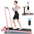 thumbnail image 1 of 2 in 1 Folding Treadmil with Incline, 2.5HP Under Desk Treadmill with 2 Ways to Control for Home Office Fitness, Max 300lbs Capacity Pink, 1 of 6