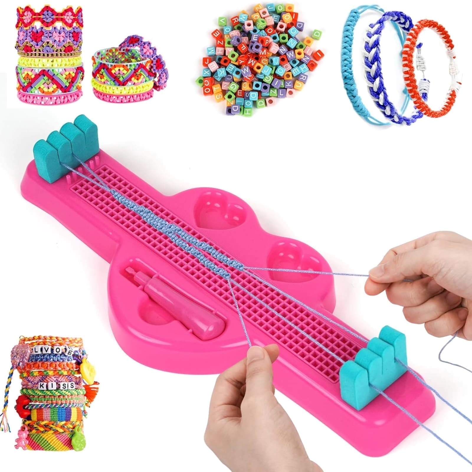Samovi Friendship Bracelet Making Kit, DIY Arts and Crafts Kit Toys for Girls, Birthday Gifts for Girl, Popular Bracelets String Maker Toys Set, DIY Birthday Christmas Gifts for Girls 6-12 (Pink)