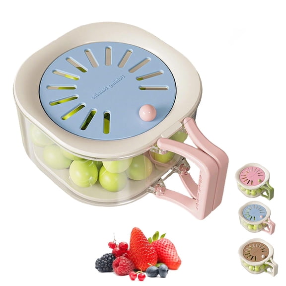 2-in-1 Fruit Strainer Container with Lid, Multifunctional Foldable Handle for Kitchen Camping