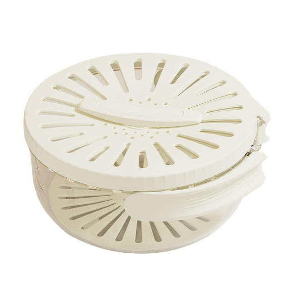 2-in-1 Fruit & Vegetable Washing Bowl with Drain Basket - Collapsible Handle Strainer Container for Strawberries, Berries, Salad - Kitchen Sink Colander with Lid