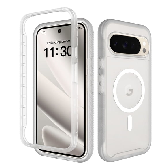 2-in-1 Full Body Case for Google Pixel 11 Pro, Magnetic Charging Support, Shockproof Hard PC Cover, Full-Coverage Drop Protection, Raised Camera Protection, Precise Cutouts,Clear