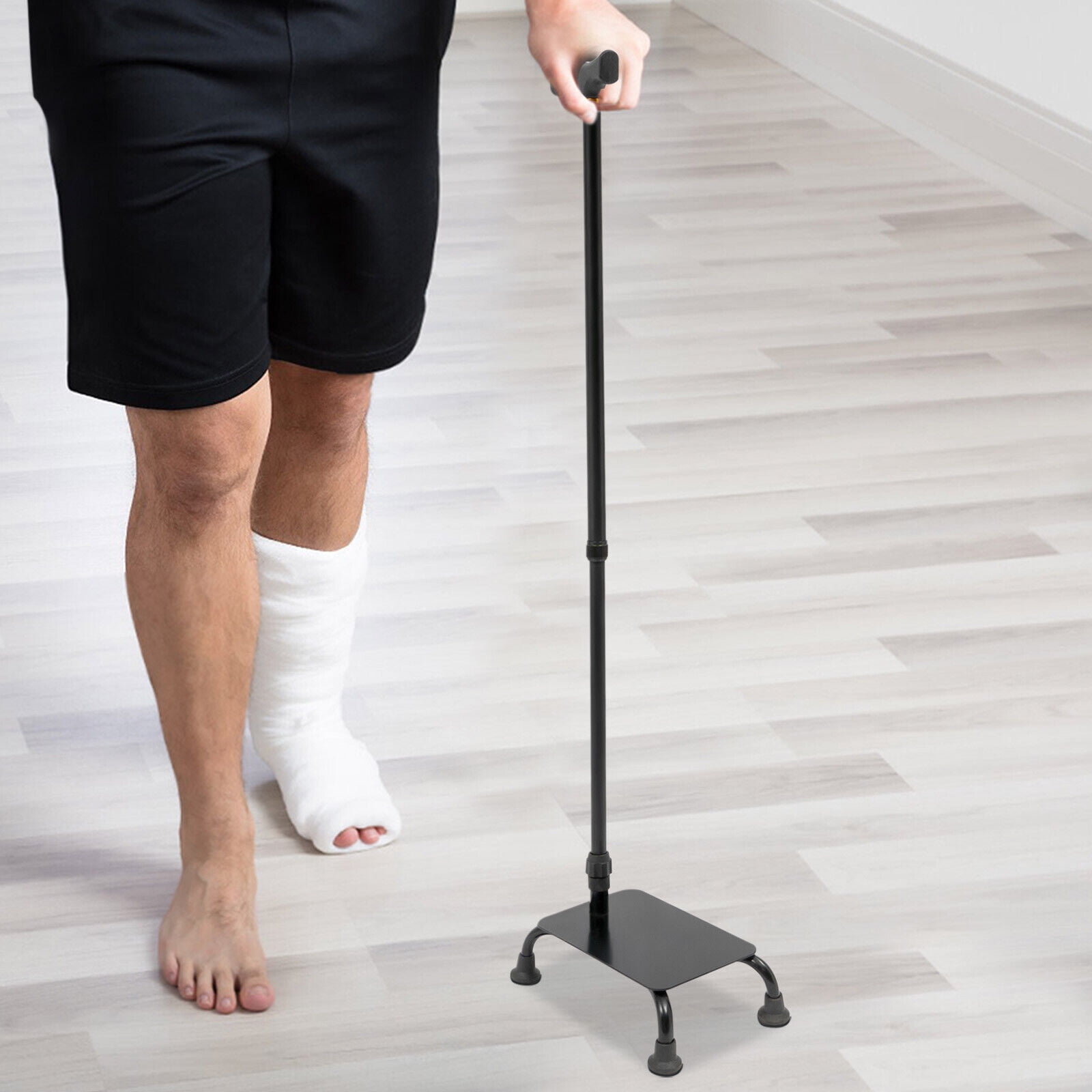 2-in-1 Function Stair Climbing Assist Cane, Adjustable Walking Stick, Black Stair Lift Aid for Seniors