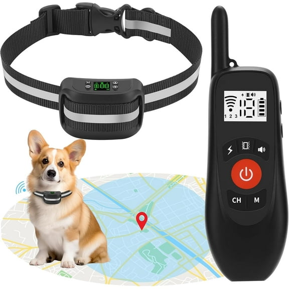 2-in-1 GPS Wireless Dog Fence & Remote Training Collar, Portable Pet Containment System, Electric Dog Fence, Beep/Vibration/Shock Correction Mode, 1 Collar Receiver