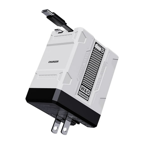 2-in-1 GaN Compatible with 120w Fast Charger, Retractable Wall Fasts Portable Charging Adapter