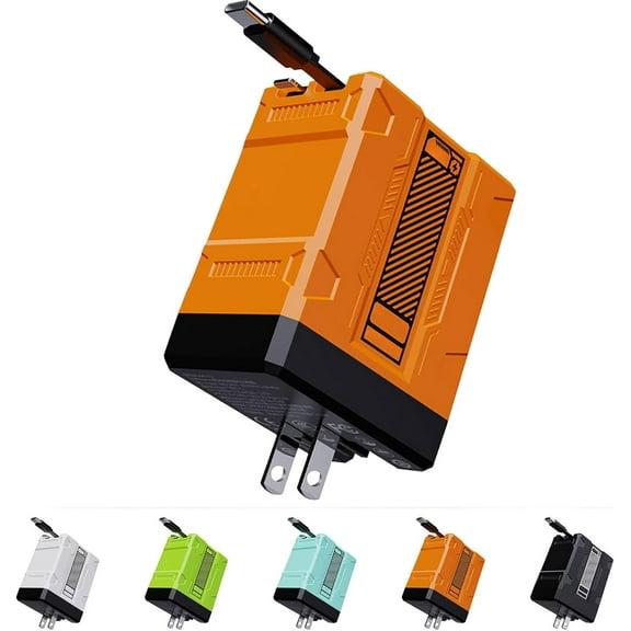 2-in-1 GaN Fast Charger 120w, Retractable Scalable Super Fast Charger Module, Multi-Functional Foldable Charging Adapter Wall Plug for Phone, Tablet, Laptops, Compatible with 120w Fast Charger