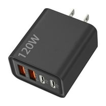 2-in-1 GaN Fast Charger - Dual USB-C & USB-A Ports Compact Power Block for Phones/Tablets (120W PD3.0 QC4.0 Certified)