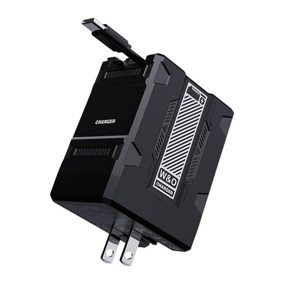 2-in-1 GaN Fast Charging Charger 120w, Multi-Functional Foldable Charging Adapter Wall Plug, 2025 Upgraded Retractable Scalable Super Fast Charger Module, Suitable for Phone, Tablet, Laptops(Black)