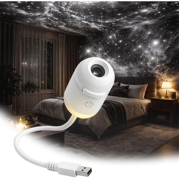 2-in-1 Galaxy Night Light Projector, featuring 12 slide-out images, a 360 adjustable USB starry sky night light projector with adjustable brightness, ideal for car and bedroom decor