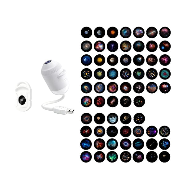 2-in-1 Galaxy Ocean HD Smart Dynamic 5D Holographic Night Light Projector, Plug and Play, USB Portable, Adjustable Brightness, 360 Rotating Design, with 48Pcs Star Starry Sky Mini Projector