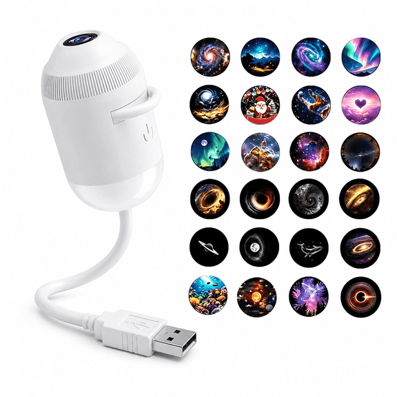 2-in-1 Galaxy Ocean HD Smart Dynamic 5D Holographic Night Light Projector, Plug and Play, USB Portable, Adjustable Brightness, 360 Rotating Design, Star Starry Sky Mini Projector for Bedroom Ceiling