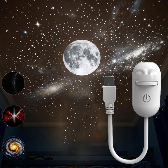2-in-1 Galaxy Projector Night Light, 360° Adjustable LED Space Galaxy Lamp with Multiple Projection Films & HD Images, Dimmable USB Star Light for Bedroom Hallway Ceiling Decor