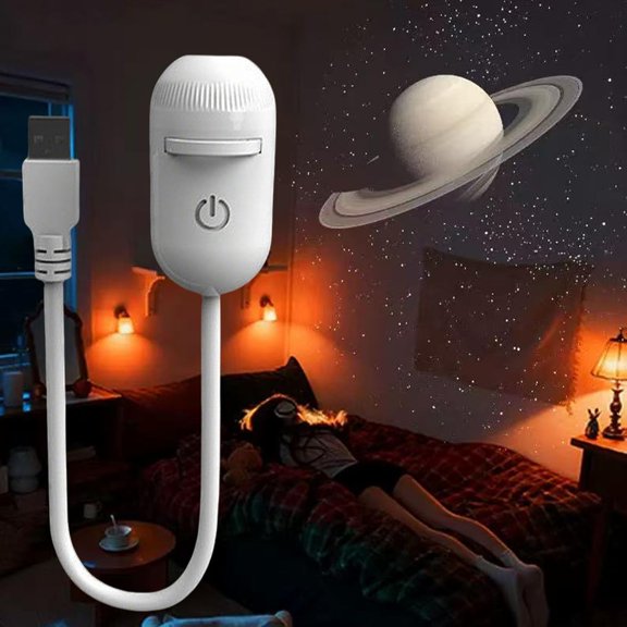 2-in-1 Galaxy Projector Night Light, 360° Adjustable LED Space Lamp with Films for Bedroom Ceiling Decor, USB Powered