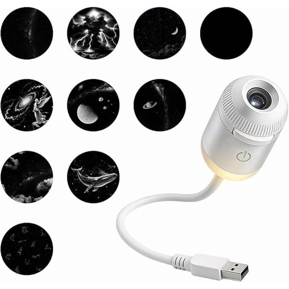 2-in-1 Galaxy Projector Night Light, Dynamic Holographic Star Projection Lamp, Mini USB Galaxy Dream Projection Night Light For Bedroom Ceiling Wall Decor (10 Projection Films)