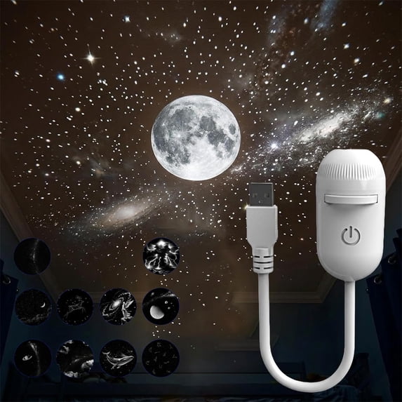 2-in-1 Galaxy Projector Night Light, Galaxy Projector 2 in 1-360° Adjustable Starry Sky Lamp with Multiple Projection Films & HD Images, Dimmable USB Star Light