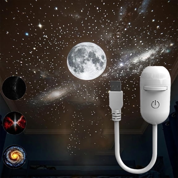 2-in-1 Galaxy Projector Night Light, Galaxy Projector 2 in 1-360° Adjustable Starry Sky Lamp with Multiple Projection Films & HD Images, Dimmable USB Star Light