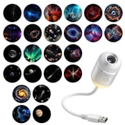 2-in-1 Galaxy Projector Night Light, Mini Portable Starry Sky Projection Lamp, Multi-Style Galaxy Light For Bedroom Ceiling Wall Car Interior Party Decoration 24 Projection Films