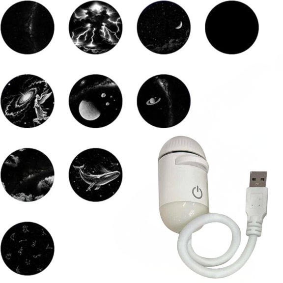 2-in-1 Galaxy Projector Night Light, USB Portable Galaxy Night Light Projector,Starry Night Projector for Bedroom, Mini LED Nightlight Wall Lamp(10pcs Projection Films)