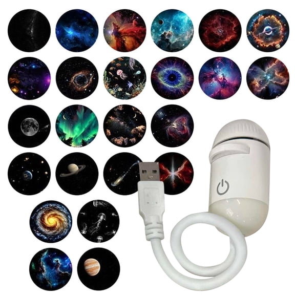 2-in-1 Galaxy Projector Night Light, USB Portable Galaxy Night Light Projector,Starry Night Projector for Bedroom, Mini LED Nightlight Wall Lamp(24pcs Projection Films)