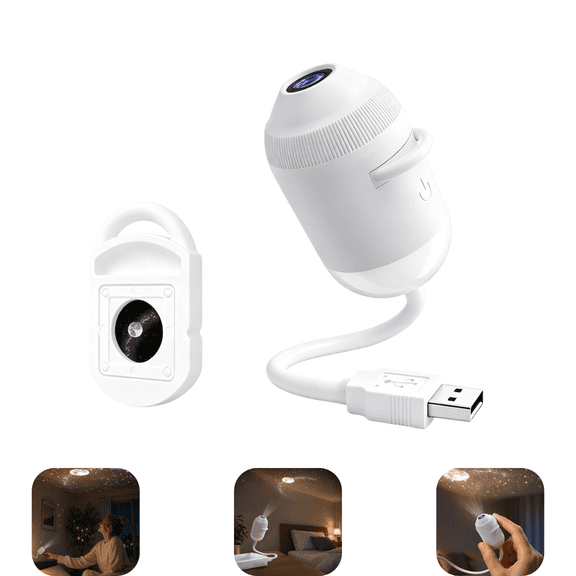 2-in-1 Galaxy Projector Night Light, USB Star Ceiling Projector, Plug and Play Sky Projection Lamp, Ambient Light for Bedroom Nursery, Optional 1/3/6/12/24 Slides A