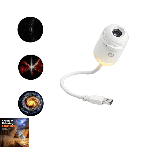 2-in-1 Galaxy Projector Night Light, USB Star Projector with Adjustable Brightness, Mini Galaxy Light Projector for Bedroom Ceiling Wall Room Decor (3 Projection Films)