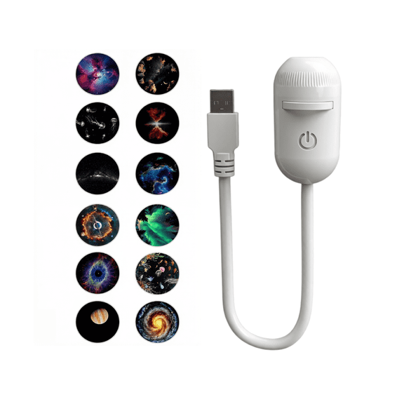 2-in-1 Galaxy Projector Night Light, USB Starry Sky LED Projection Lamp, Mini Projector for Bedroom Ceiling Wall Room Decor (12 Projection Films)
