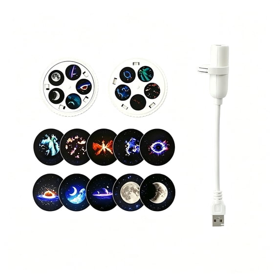 2-in-1 Galaxy Projector Night Light, USB Starry Sky Night Light Projector with Adjustable Brightness, Mini LED Projection Lamp for Bedroom Ceiling Wall Room Decor - C