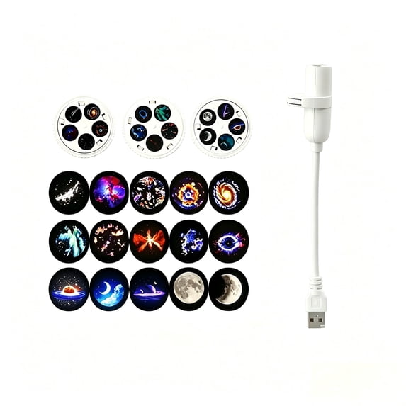 2-in-1 Galaxy Projector Night Light, USB Starry Sky Night Light Projector with Adjustable Brightness, Mini LED Projection Lamp for Bedroom Ceiling Wall Room Decor - B