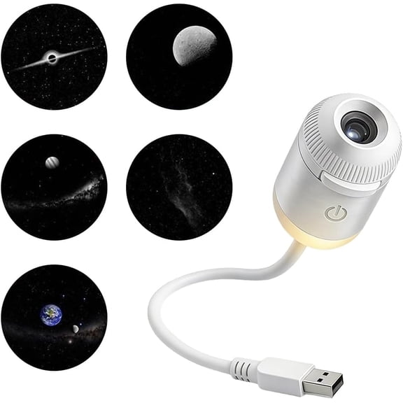 2-in-1 Galaxy Projector Night Light, USB Starry Sky Night Light Projector with Adjustable Brightness, Mini LED Projection Lamp for Bedroom Ceiling Wall Room Decor (24 Projection Films)