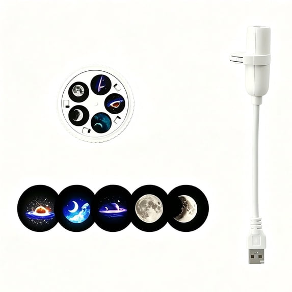 2-in-1 Galaxy Projector Night Light, USB Starry Sky Night Light Projector with Adjustable Brightness, Mini LED Projection Lamp for Bedroom Ceiling Wall Room Decor - A