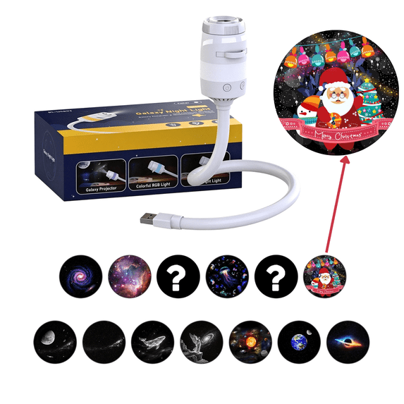 2-in-1 Galaxy Projector Night Light, USB Starry Sky Night Light Projector for Bedroom, Mini LED Ceiling/Wall Projection Lamp with 360° Rotation, for Adults Gifts(13 Projection Films)