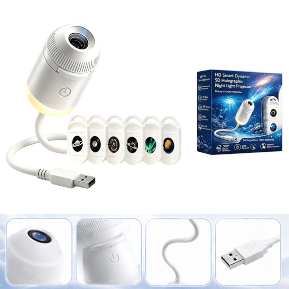 2-in-1 Galaxy Projector Night Light, USB Starry Sky Night Light Projector for Bedroom, Mini LED Ceiling/Wall Projection Lamp with 360° Rotation, for Adults Gifts,with 6 Films