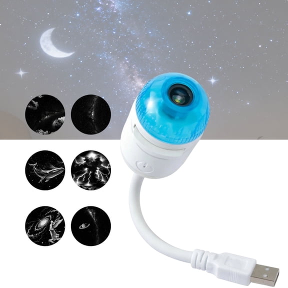 2-in-1 Galaxy Star Projector Night Light 360° Rotating Portable Starry Sky Lamp with HD Films USB Powered Adjustable Brightness Perfect Room Decor for Adults(6 pcs Film)
