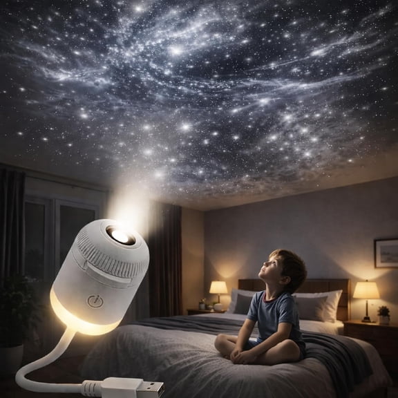 2-in-1 Galaxy Star Projector & Night Light, 360° Rotating Portable Starry Sky Lamp with HD Films, USB Powered, Adjustable Brightness, Perfect Room Decor for Kids & Adults (White(3 PCS Film))