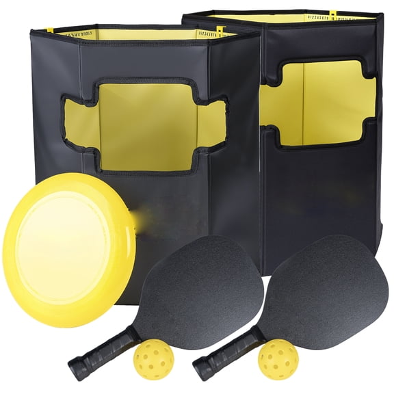 2 in 1 Game Set, Pickleball Portable 4 Player Pickle Ball Outdoor Game with 2 Paddles, 2 Balls and 1 Disc Golf