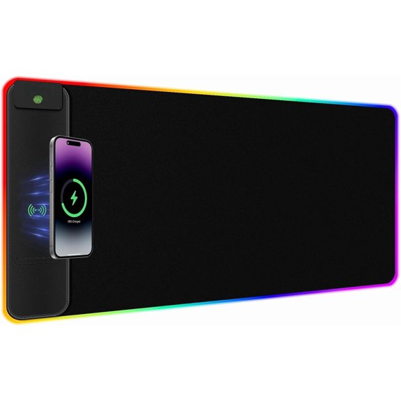 2-in-1  Gaming  Pad with  , 31.5"x11.8" Large, 24 Light Effects, Non-Slip Base,  -Smooth Surface, No